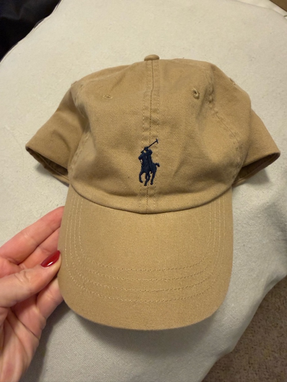 Polo Ralph Lauren Tan Cotton Baseball Cap with Navy Logo